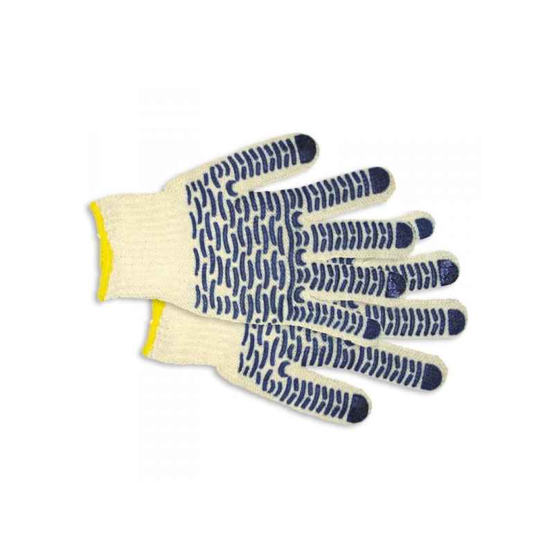 Защитные Перчатки хлопчатобумажные с ПВХ Волна cинего цвета
