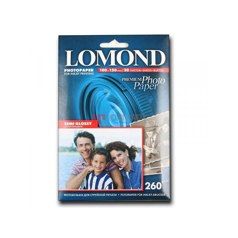 Фотобумага Lomond 10x15 см 260 г/м2 20 листов полуглянцевая для струйной печати ярко-белая