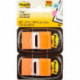 Закладки клейкие Post-it пластиковые оранжевые 2 диспенсера по 50 листов 25.4x43.2 мм