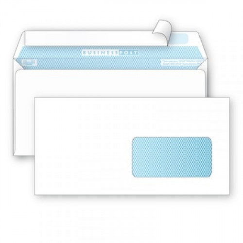 Конверт белый E65 стрип правое окно Debora/BusinessPost 110х220 мм 1000 штук в упаковке