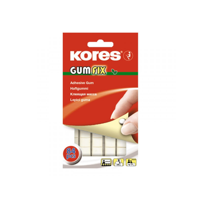Клейкая лента-масса KORES Gum Fix удаляемая белая 84 штуки в упаковке