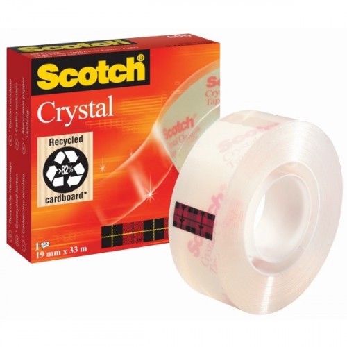 Клейкая лента 3M Scotch Cristal Кристальная 19 мм х 33 м прозрачная