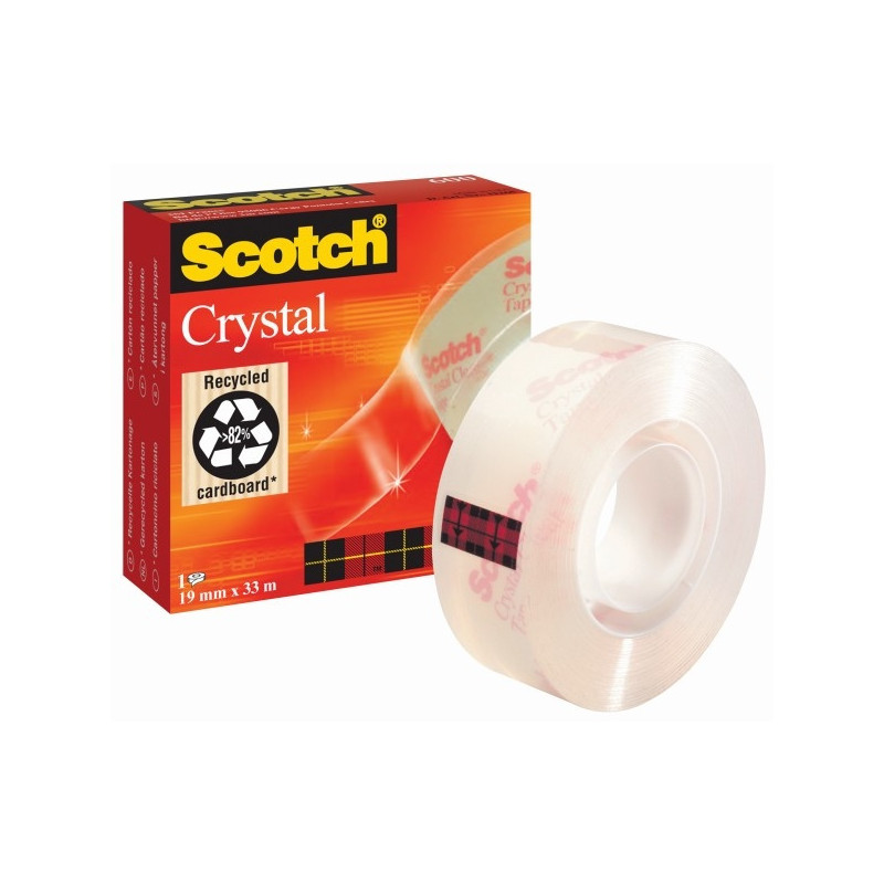 Клейкая лента 3M Scotch Cristal Кристальная 19 мм х 33 м прозрачная