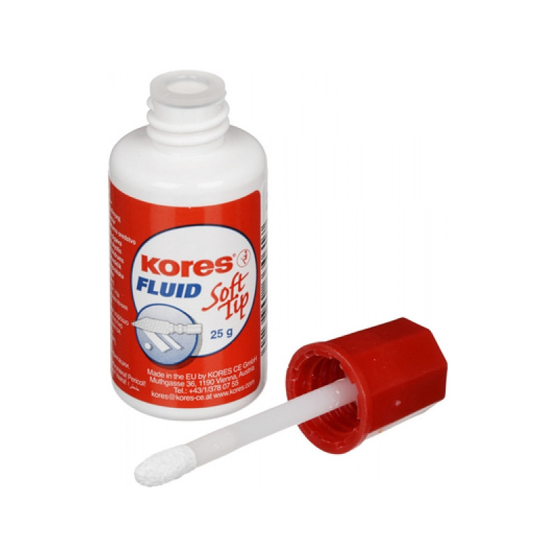 Корректирующая жидкость штрих Kores Fluid Soft Tip быстросохнущая 25 мл