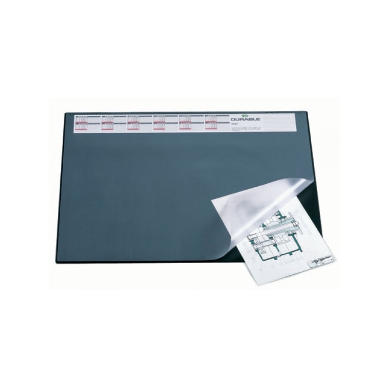 Коврик на стол DURABLE с календарем 52х65 см с прозрачным листом черный