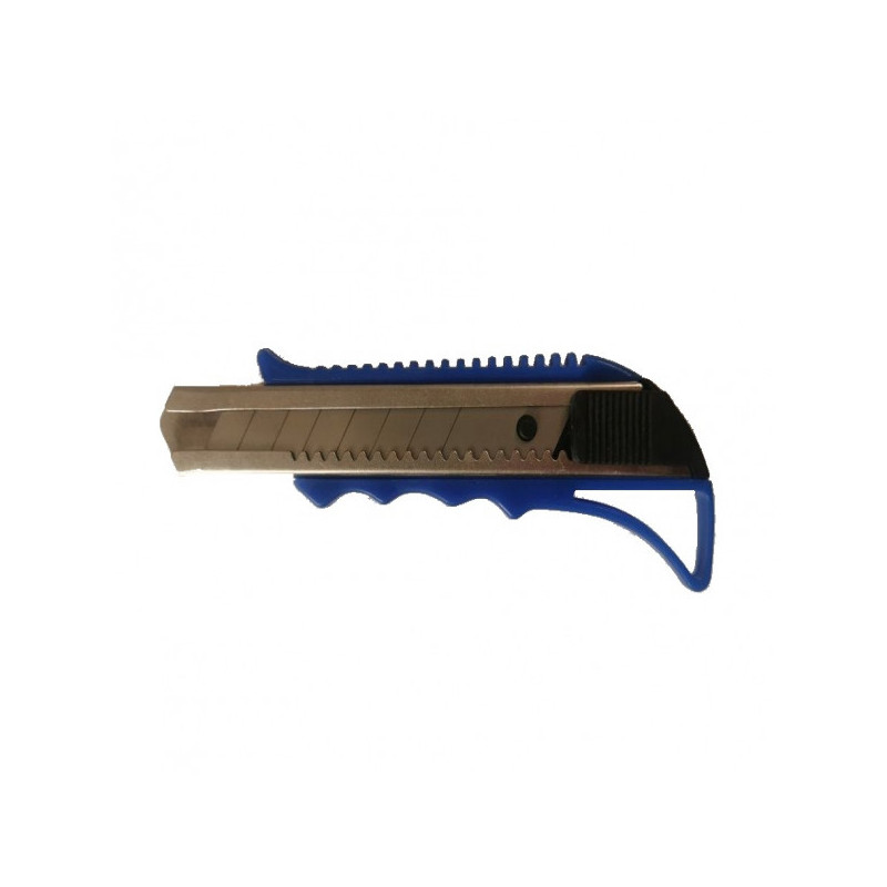 Нож канцелярский 18 мм, металл направляющие, корпус пластик, синий, фиксатор, OFFICE LINE