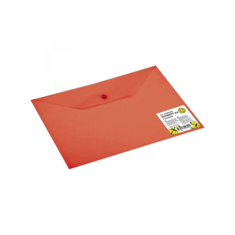 Папка-конверт на кнопке А4, 0,18 мм, полупрозрачная красная DOLCE COSTO