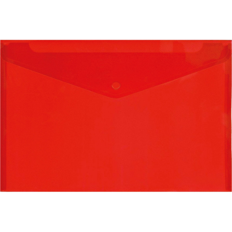 Папка-конверт на кнопке, А4, 180мкм, пластик, красная, Lamark