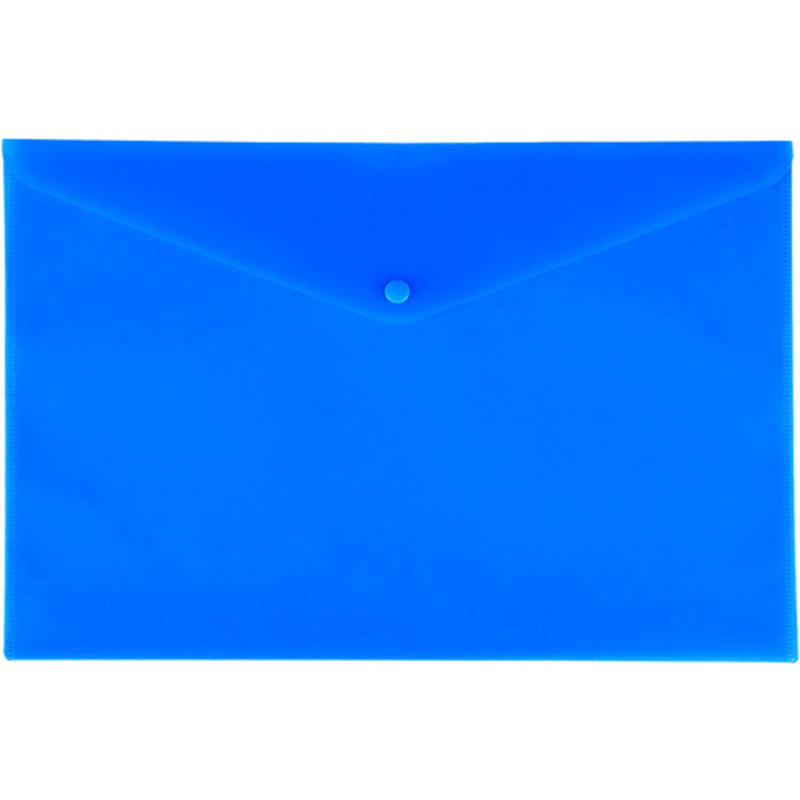 Папка-конверт на кнопке, А4, 180мкм, пластик, синяя, Lamark