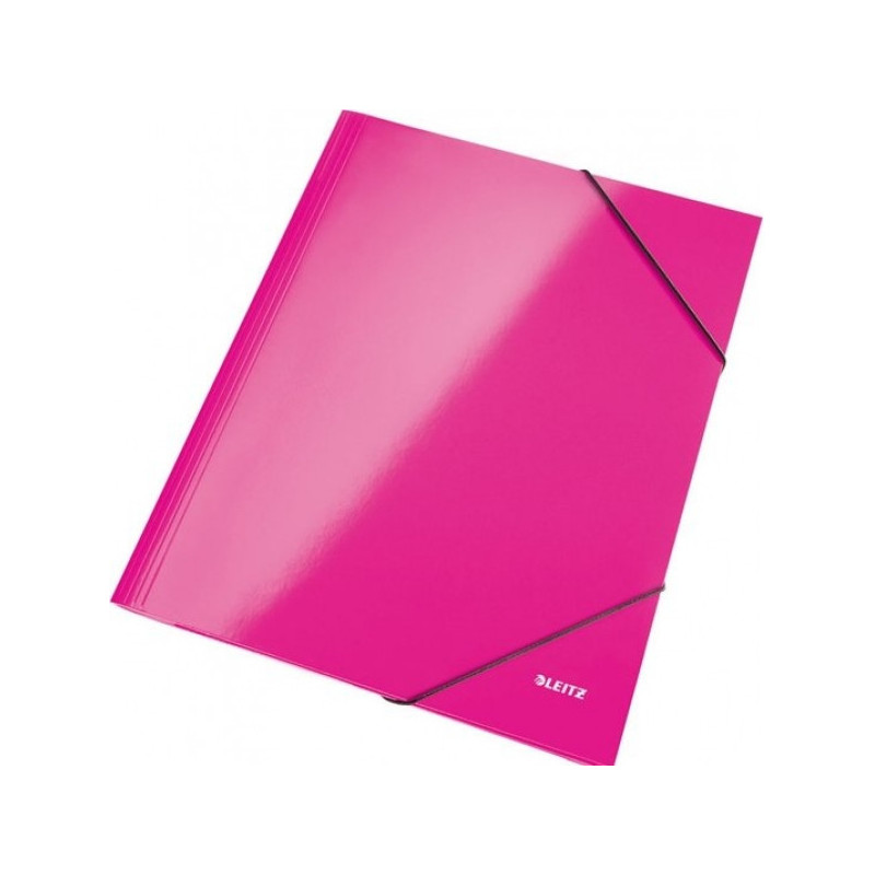 Папка на резинках Leitz Wow А4 картонная розовая 240 г/кв.м до 250 листов