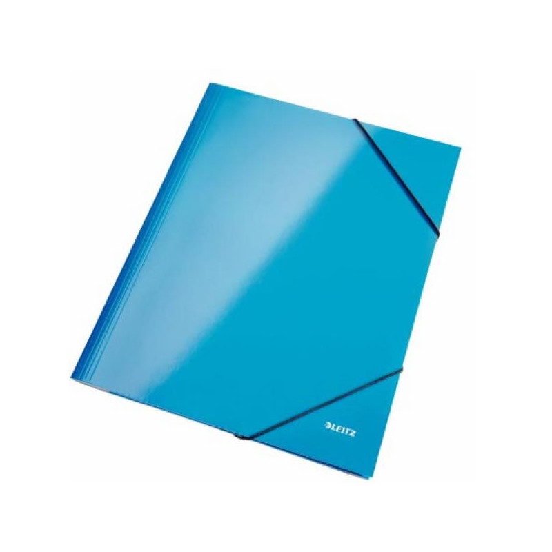 Папка на резинках Leitz Wow А4 картонная голубая 240 г/кв.м до 250 листов