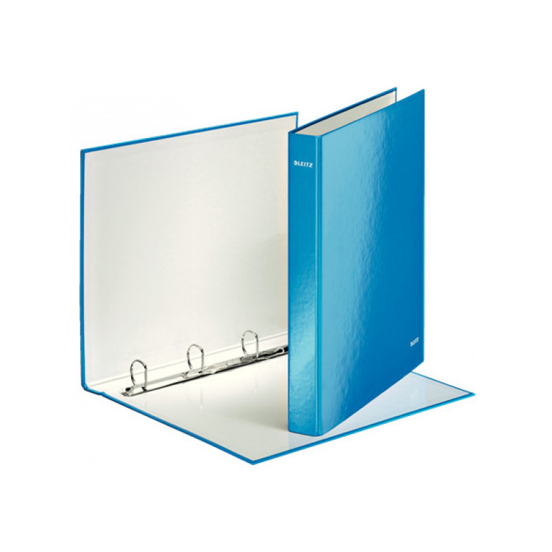 Папка на 4-х D-кольцах Leitz WOW ламинированный картон 25 мм голубой глянец