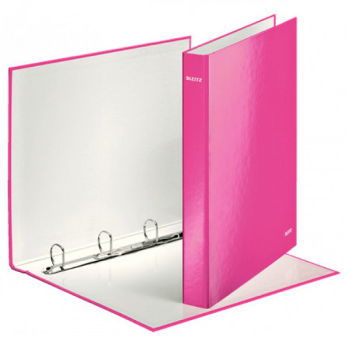 Папка на 4-х D-кольцах Leitz WOW ламинированный картон 25 мм розовый глянец