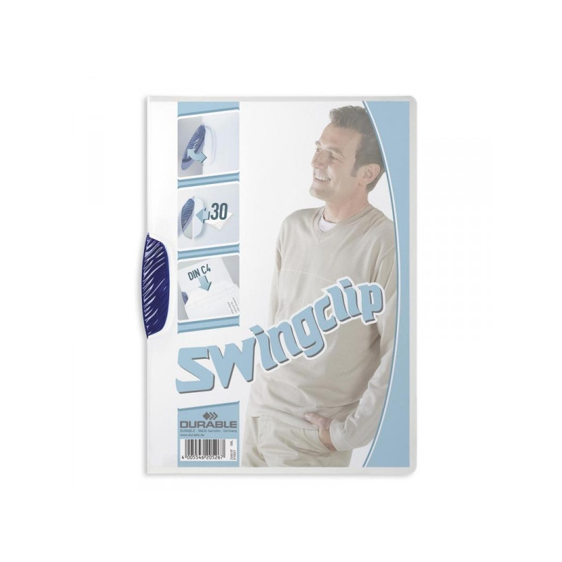 Папка для брошюровки Durable Swingclip с синим клипом А4 до 30 листов