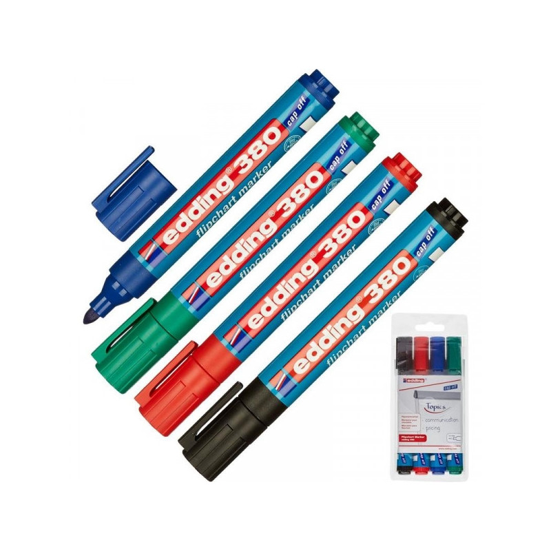 Набор маркеров для флипчартов Edding E-380 cap off 2,2 мм 4 штуки