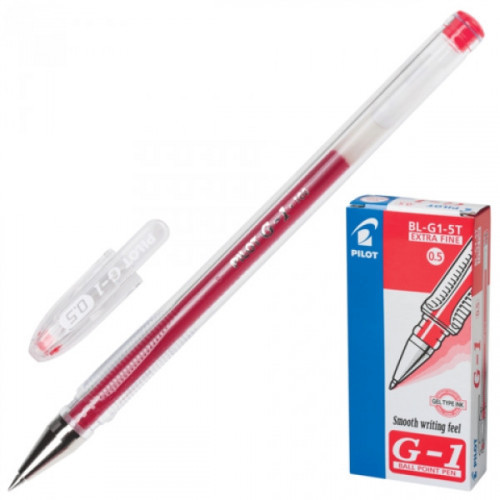 Ручка гелевая Pilot BL-G1-5T красная с толщиной линии 0,3 мм