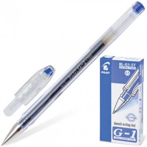 Ручка гелевая Pilot BL-G1-5T синяя с толщиной линии 0,3 мм