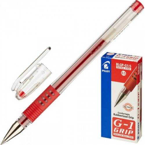 Ручка гелевая Pilot BLGP-G1-5 красная с резиновой манжеткой с толщиной линии 0,3 мм