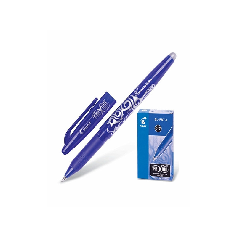 Ручка гелевая со стираемыми чернилами Pilot BL-FR7 Frixion синяя с резиновой манжеткой  с толщиной линии 0.35 мм