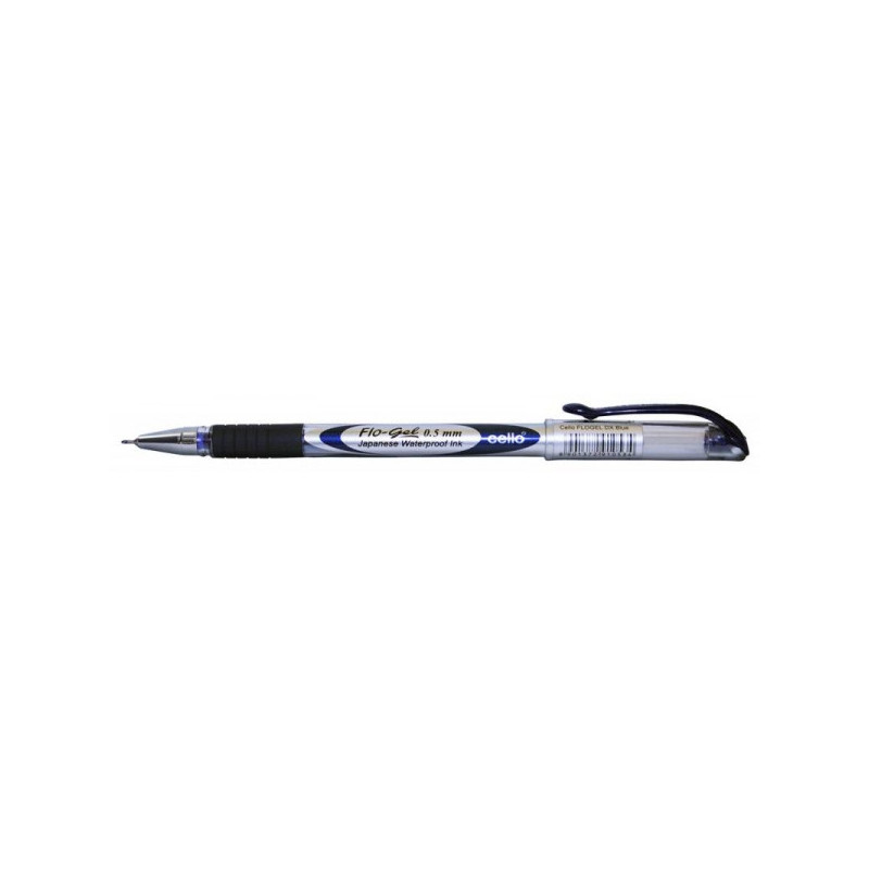 Ручка гелевая Cello FLO Gel 0,5 мм синяя с резиновой манжеткой с европодвесом