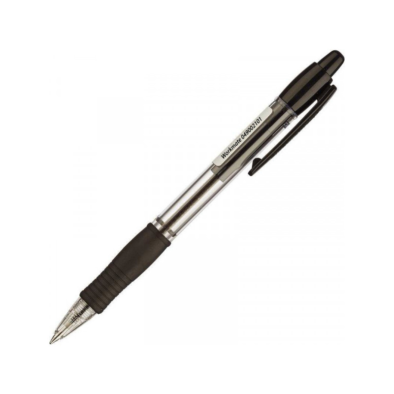Ручка гелевая автоматическая с резиновой манжеткой, 0,7 мм, черная, ш/к на корпусе
