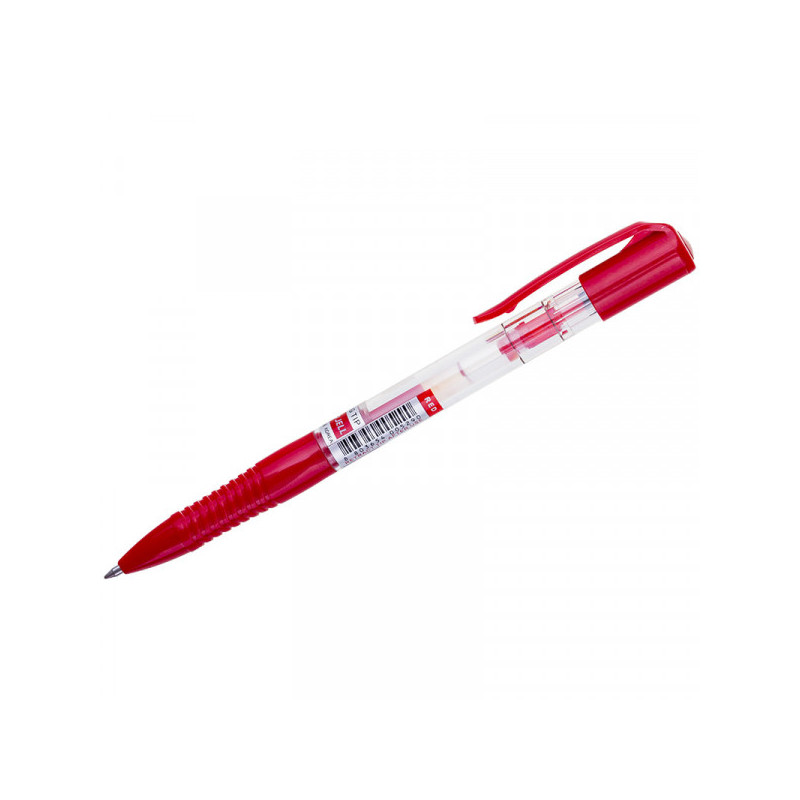 Ручка гелевая красная, автоматическая, 0,5 мм, 0,7 мм, прозрачный, Crown Auto Jell