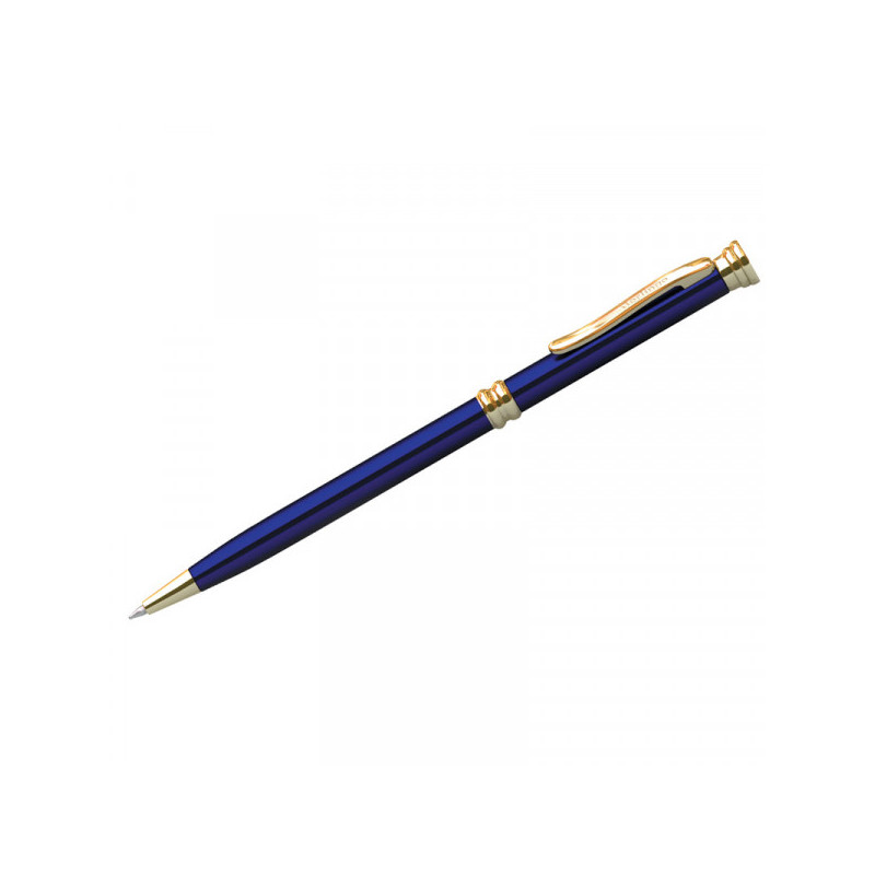 Ручка шариковая Berlingo "Golden Luxe" синяя, 0,7мм, корпус синий/золото, поворот., пластик. футляр