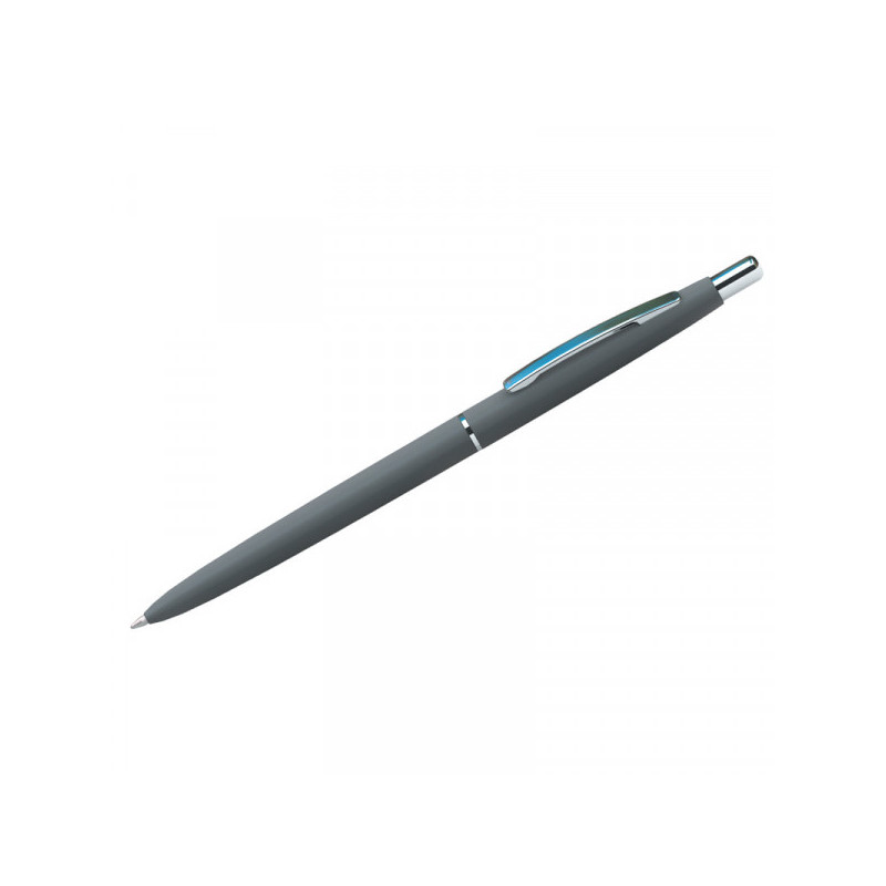 Ручка шариковая Berlingo "Silk Premium" синяя, 0,7мм, корпус серый/хром, кнопочн., пластик. футляр