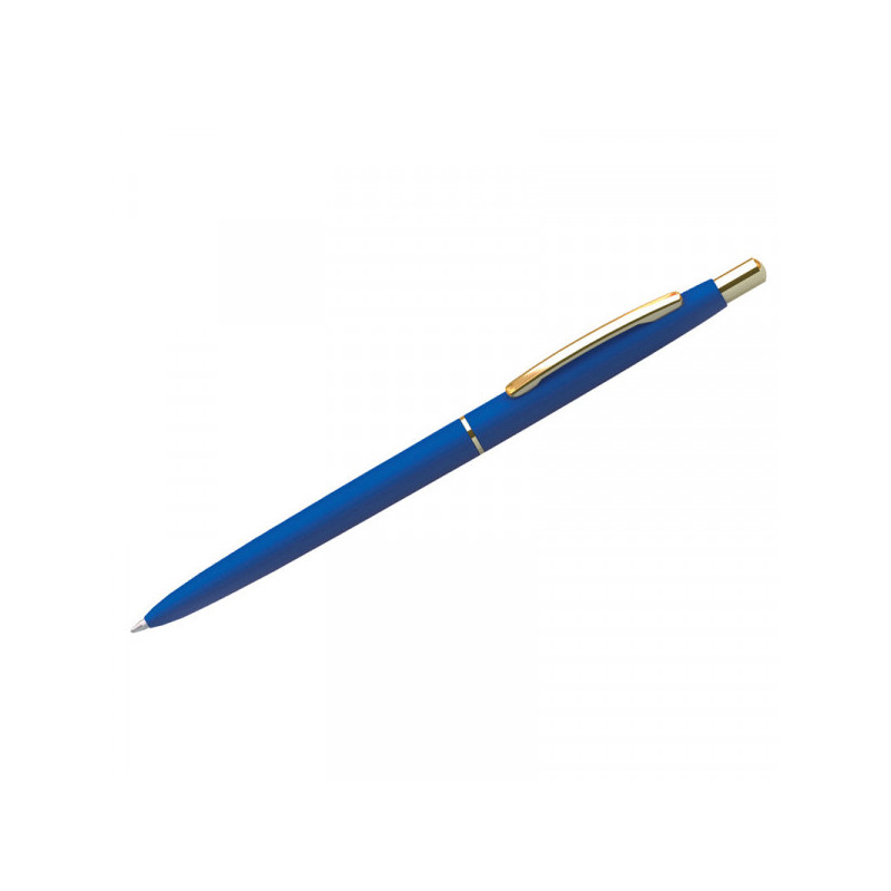 Ручка шариковая Berlingo "Silk Premium" синяя, 0,7мм, корпус синий/золото, кнопочн., пластик. футляр