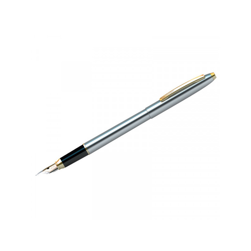 Ручка перьевая Berlingo "Golden Prestige" синяя, 0,8мм, корпус хром/золото, пластик. футляр