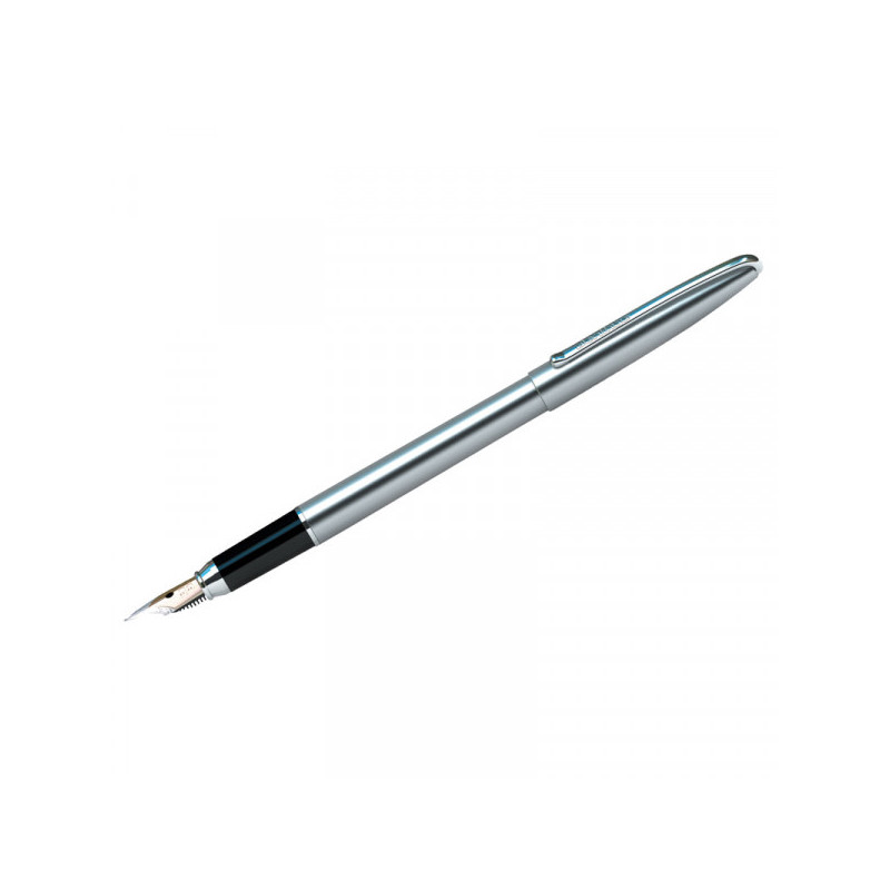 Ручка перьевая Berlingo "Silk Prestige" синяя, 0,8мм, корпус хром, пластик. футляр