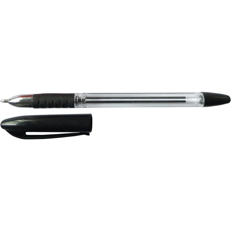 Ручка шариковая черная, манжетка, 1 мм, корпус прозрачный, DOLCE COSTO