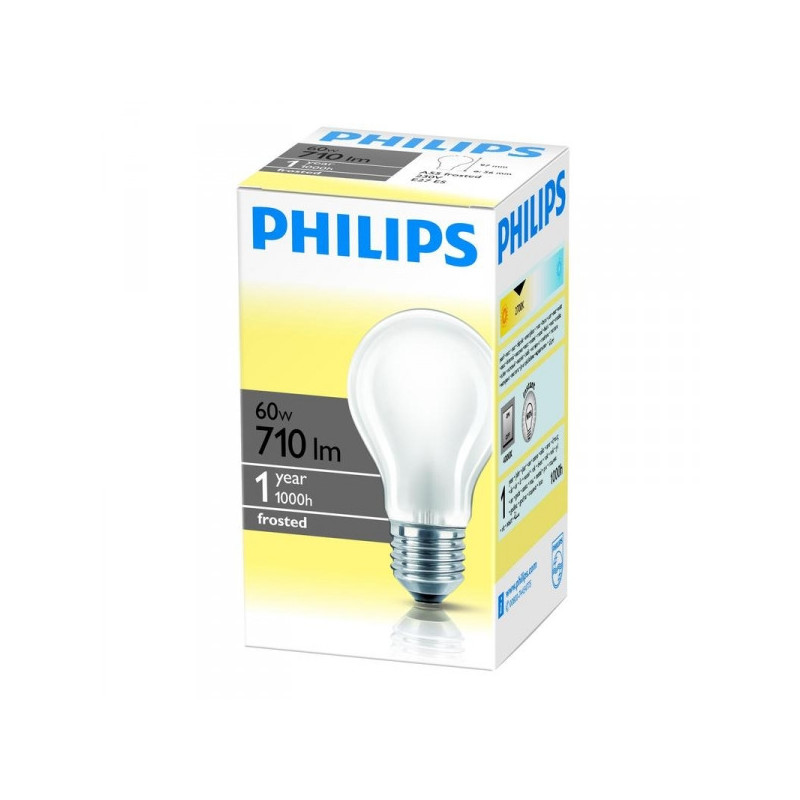 Лампа накаливания Philips 60 Вт цоколь E27 матовая теплый свет