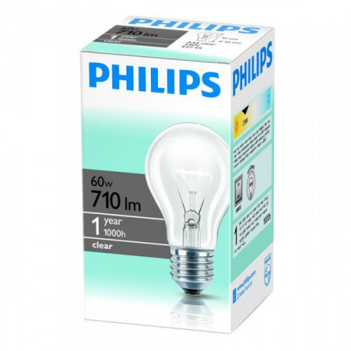 Лампа накаливания Philips 60 Вт цоколь E27 белый свет