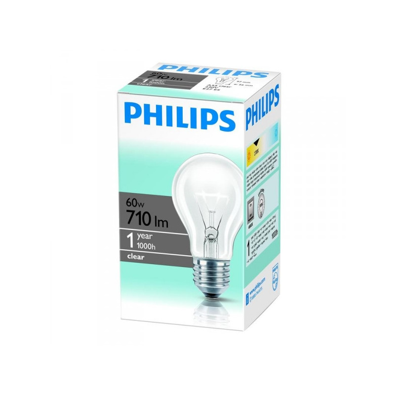 Лампа накаливания Philips 60 Вт цоколь E27 белый свет