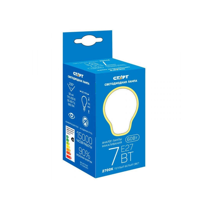 Лампа светодиодная LED Старт 7 Вт цоколь E27 теплый белый свет