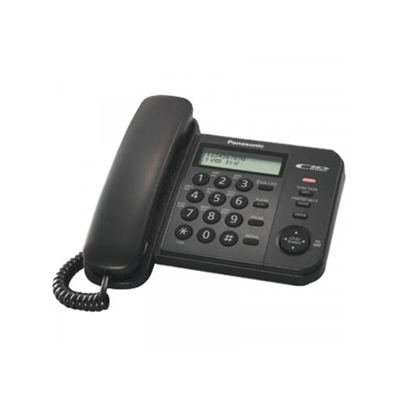Телефон проводной Panasonic KX-TS2356RUB, ЖК дисплей, АОН, 50 номеров, черный
