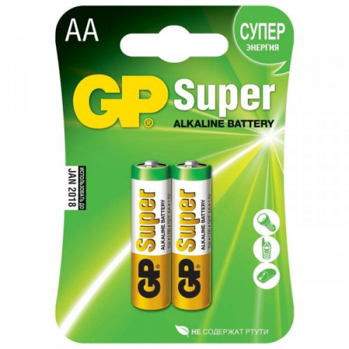 Батарейки GP Super пальчиковые AA LR6 2 штуки в упаковке