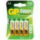Батарейки GP Super пальчиковые AA LR6 4 штуки в упаковке