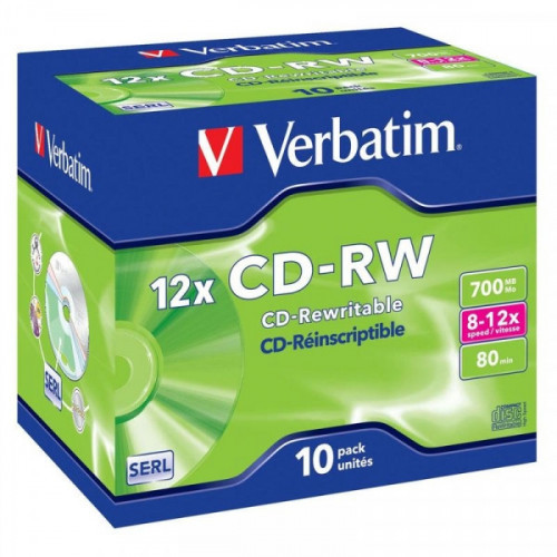 Носители информации Verbatim CD-RW 700Mb 12х Jewel 10 штук