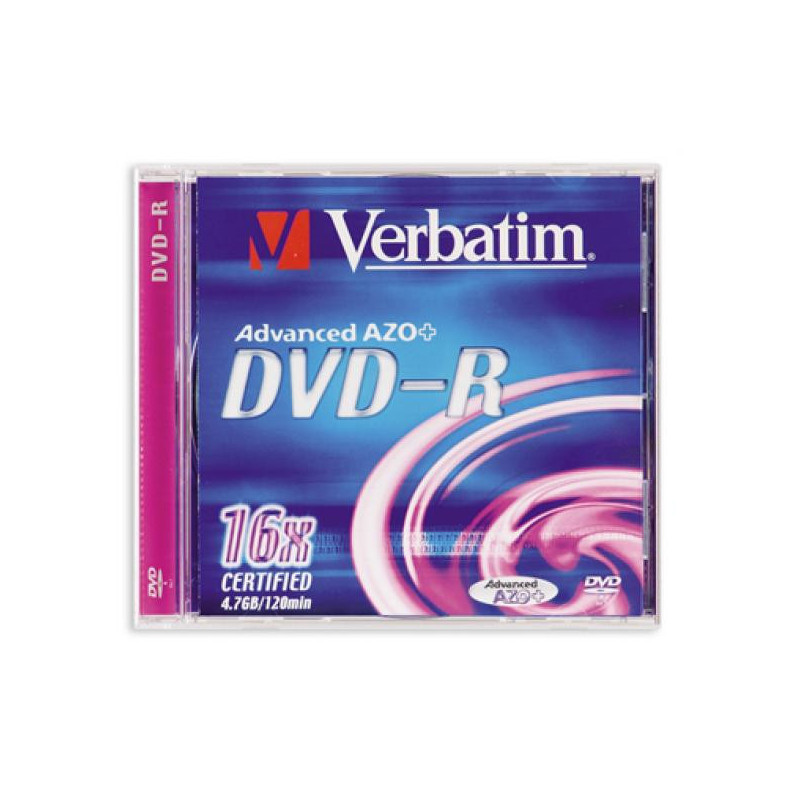 Носители информации Verbatim DVD-R 4,7Gb 16х Jewel 1 штука
