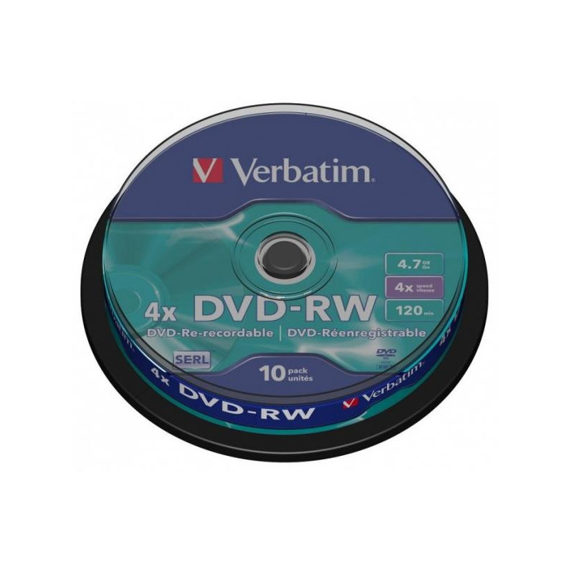 Носители информации Verbatim DVD-RW 4,7Gb 4х Cake 10 штук