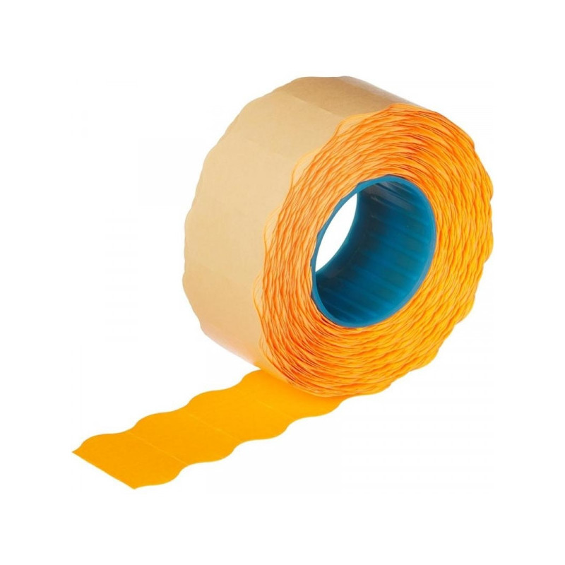 Этикет-лента 22х12 мм оранжевая волна 1000 штук/рулон 10 рулонов/упаковка