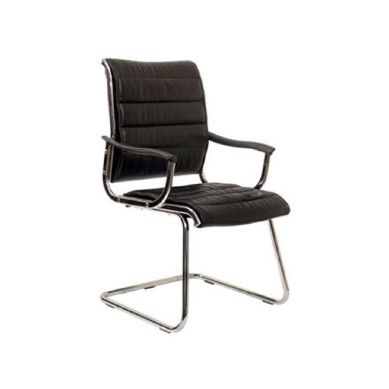 Кресло на полозьях CH-994AV (металлические подлокотники с пластиковыми накладками, черная иск. кожа)