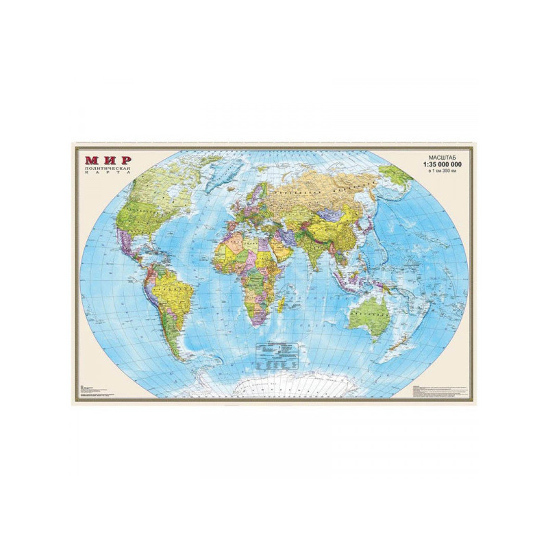 Карта "Мир" политическая DMB, 1:35 млн., 900*580 мм, матовая ламинация