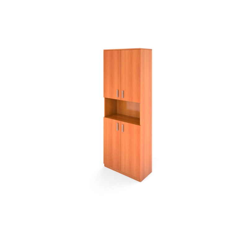 Стеллаж высокий с двумя комплектами низких дверей с размерами 710х380х1920 Авантаж цвета Миланский Орех двери в комплекте