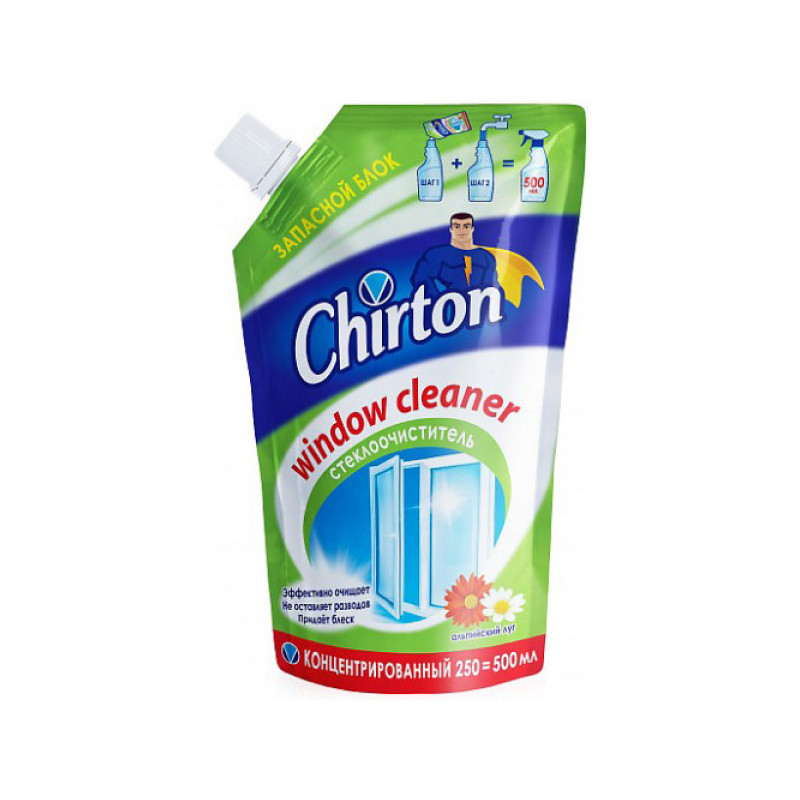 Средство для мытья стёкол концентрированное Chirton "Альпийский Луг" 250 мл пакет