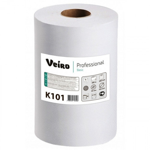 Полотенца бумажные Veiro Professional Basic 1-слойные рулонные 6 рулонов по 220 м