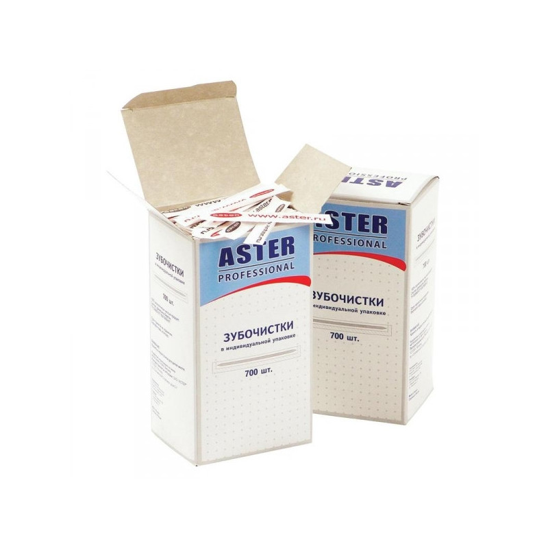Зубочистки деревянные Aster Professional в отдельных бумажных упаковках 700 штук