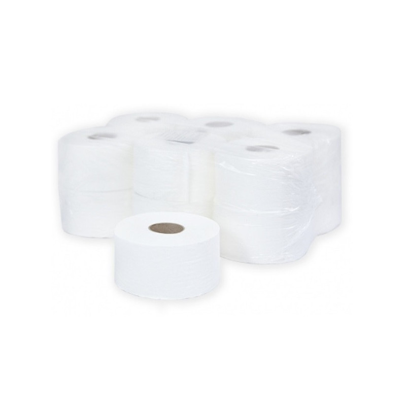 Туалетная бумага 2-слойная, 9,5cм, 180м/рул, белая, d втулки 60 мм, целлюлоза, тиснение, Терес Комфорт midi, 12 рул/упак
